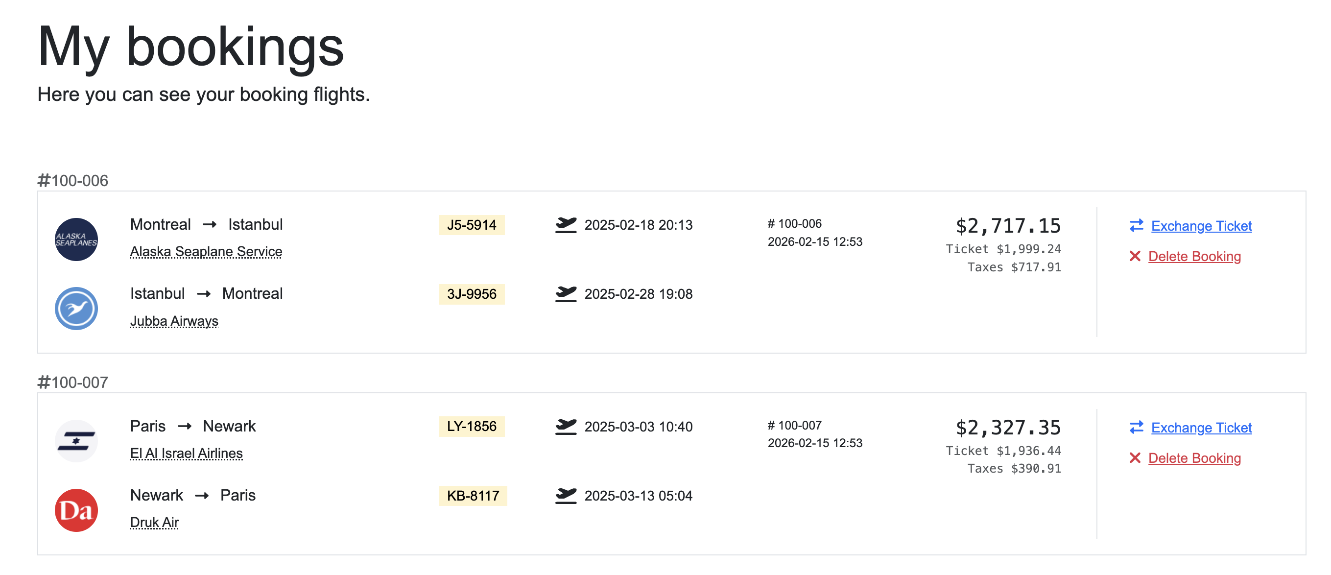 Interface de resume de commande pendant la reservation